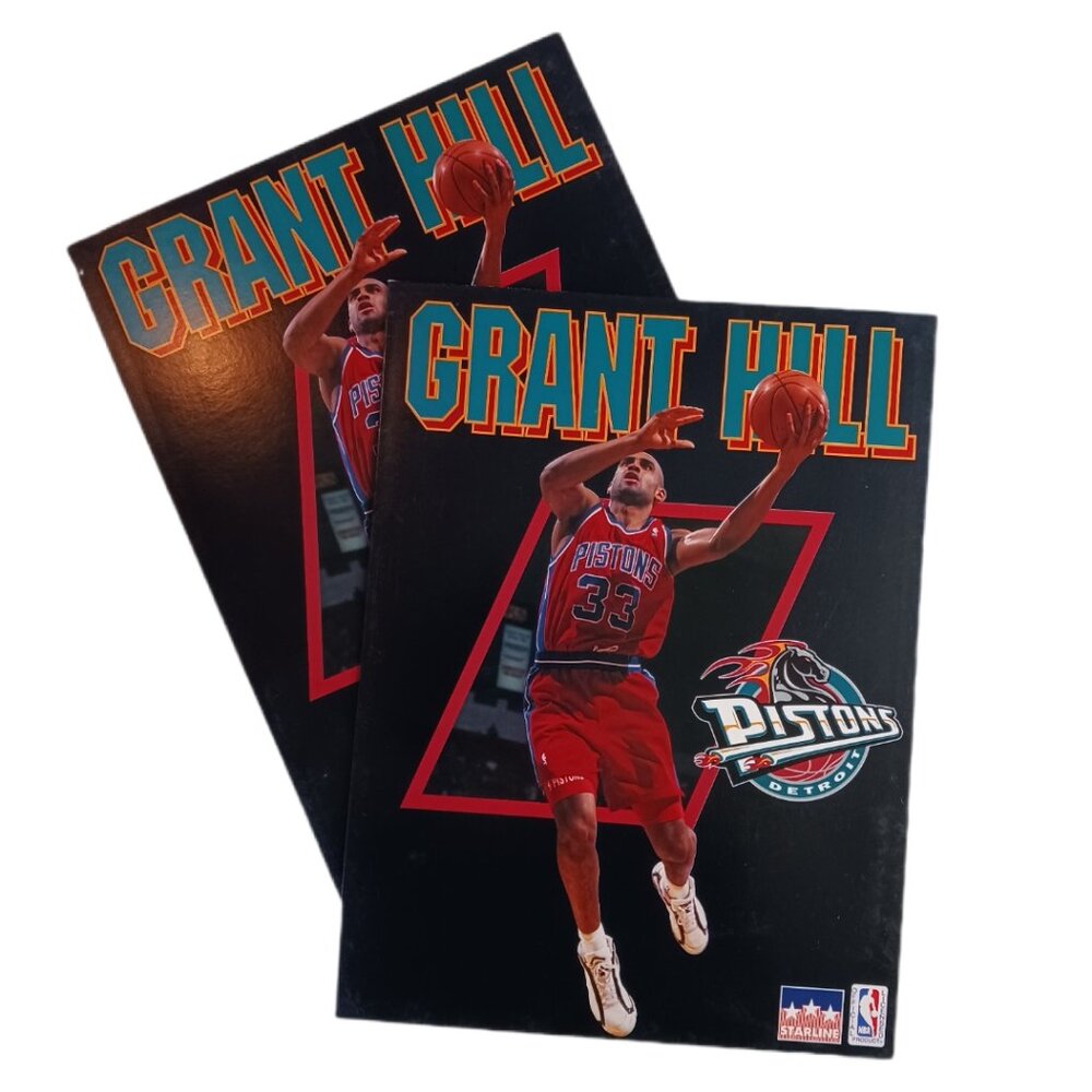 Vintage Grant Hill Detroit Pistons Folder Lot of 2 School | Work 1996 NBA